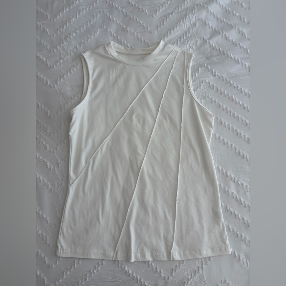 Elegant White Mock Neck Sleeveless Top